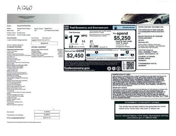 Used 2017 Aston Martin Rapide S Sedan for sale Sold at Pagani of Greenwich in Greenwich CT 06830 23