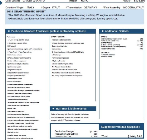 New 2018 Maserati GranTurismo Sport for sale Sold at Pagani of Greenwich in Greenwich CT 06830 24