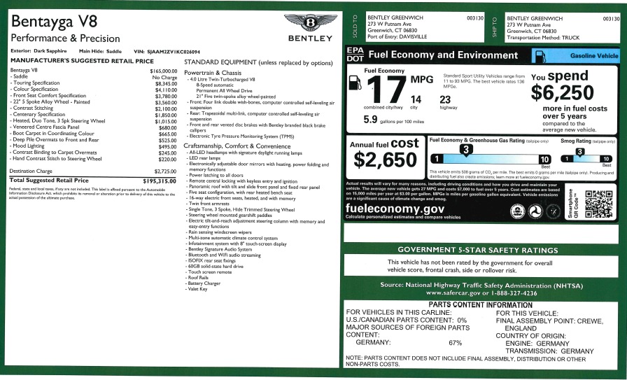New 2019 Bentley Bentayga V8 For Sale (Special Pricing) | Pagani of