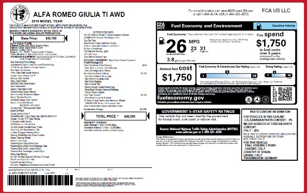 New 2019 Alfa Romeo Giulia Ti Q4 for sale Sold at Pagani of Greenwich in Greenwich CT 06830 26