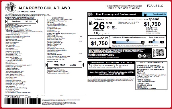 New 2019 Alfa Romeo Giulia Ti Q4 for sale Sold at Pagani of Greenwich in Greenwich CT 06830 21