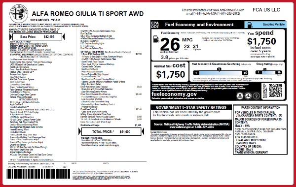 New 2019 Alfa Romeo Giulia Ti Sport Q4 for sale Sold at Pagani of Greenwich in Greenwich CT 06830 26