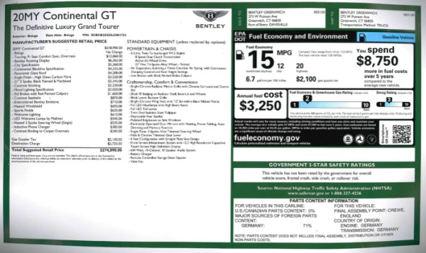 New 2020 Bentley Continental GT W12 for sale Sold at Pagani of Greenwich in Greenwich CT 06830 27