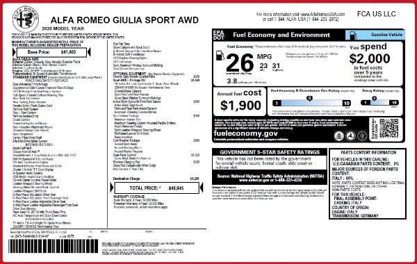 New 2020 Alfa Romeo Giulia Sport Q4 for sale Sold at Pagani of Greenwich in Greenwich CT 06830 2