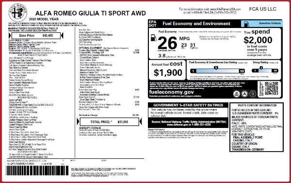 New 2020 Alfa Romeo Giulia Ti Sport Q4 for sale Sold at Pagani of Greenwich in Greenwich CT 06830 2