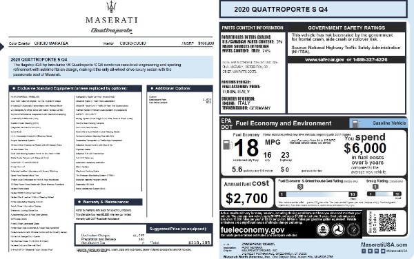 New 2020 Maserati Quattroporte S Q4 for sale Sold at Pagani of Greenwich in Greenwich CT 06830 2