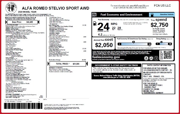 New 2020 Alfa Romeo Stelvio Sport Q4 for sale Sold at Pagani of Greenwich in Greenwich CT 06830 2