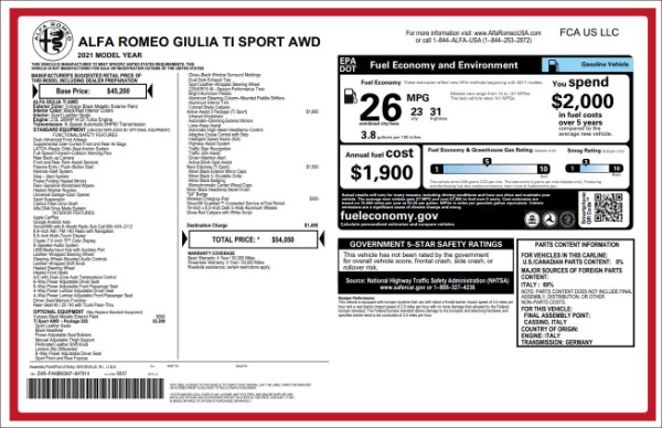 New 2021 Alfa Romeo Giulia Ti Sport Q4 for sale Sold at Pagani of Greenwich in Greenwich CT 06830 19