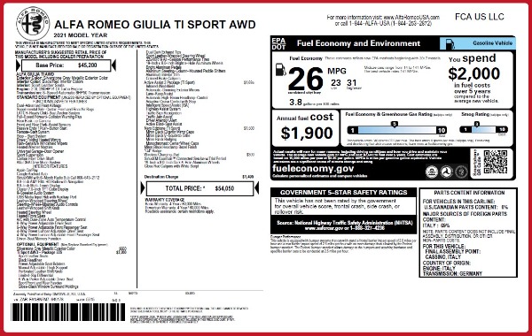New 2021 Alfa Romeo Giulia Ti Sport Q4 for sale Sold at Pagani of Greenwich in Greenwich CT 06830 2