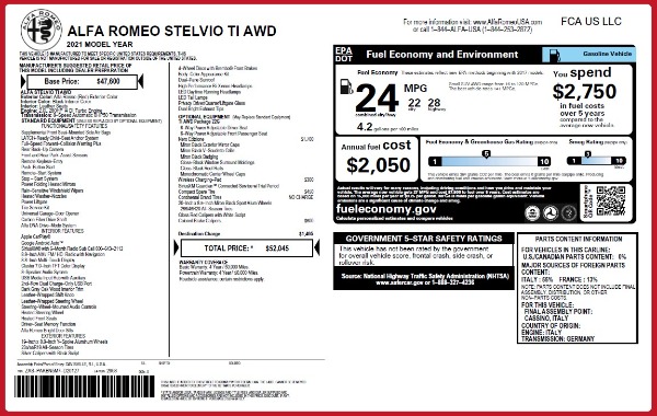 New 2021 Alfa Romeo Stelvio Ti Q4 for sale $52,045 at Pagani of Greenwich in Greenwich CT 06830 2