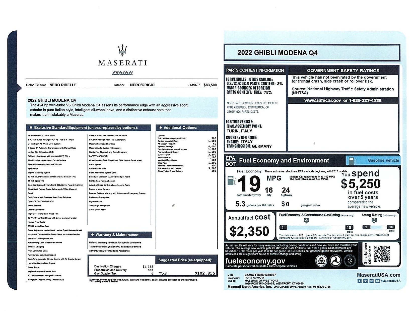 New 2022 Maserati Ghibli Modena Q4 for sale Sold at Pagani of Greenwich in Greenwich CT 06830 1