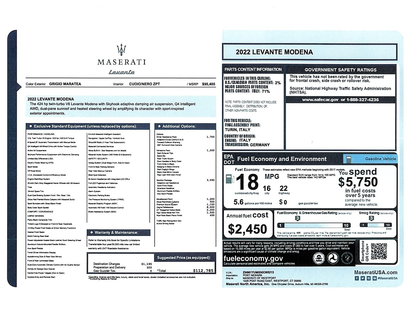 New 2022 Maserati Levante Modena for sale Sold at Pagani of Greenwich in Greenwich CT 06830 1