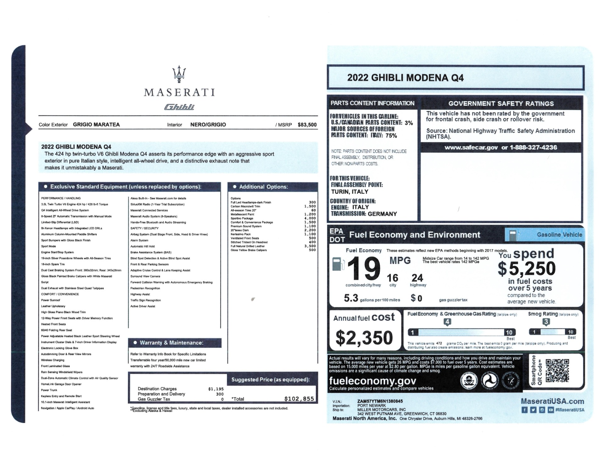 New 2022 Maserati Ghibli Modena Q4 for sale Sold at Pagani of Greenwich in Greenwich CT 06830 1