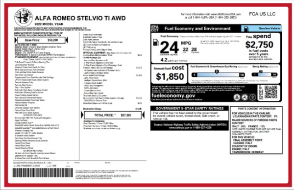 New 2022 Alfa Romeo Stelvio Ti for sale $57,300 at Pagani of Greenwich in Greenwich CT 06830 2