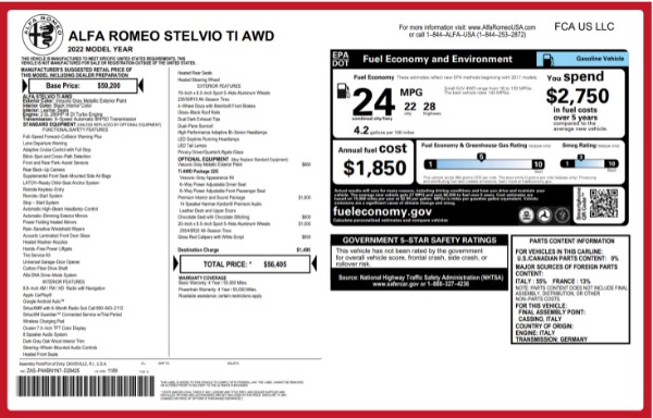 New 2022 Alfa Romeo Stelvio Ti for sale $56,405 at Pagani of Greenwich in Greenwich CT 06830 22