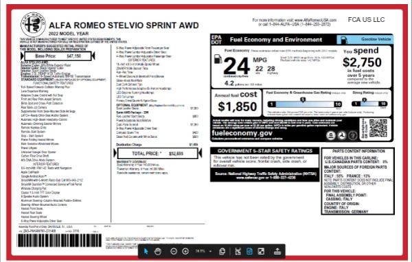 New 2022 Alfa Romeo Stelvio Sprint for sale $52,695 at Pagani of Greenwich in Greenwich CT 06830 22