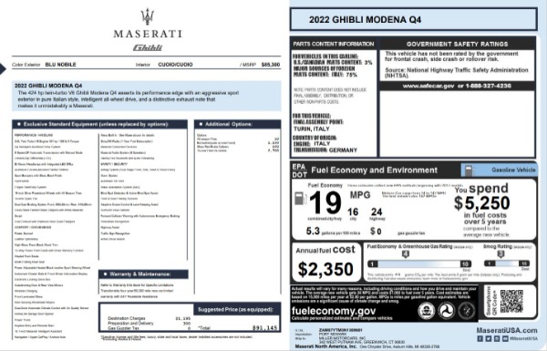 New 2022 Maserati Ghibli Modena Q4 for sale $91,145 at Pagani of Greenwich in Greenwich CT 06830 2