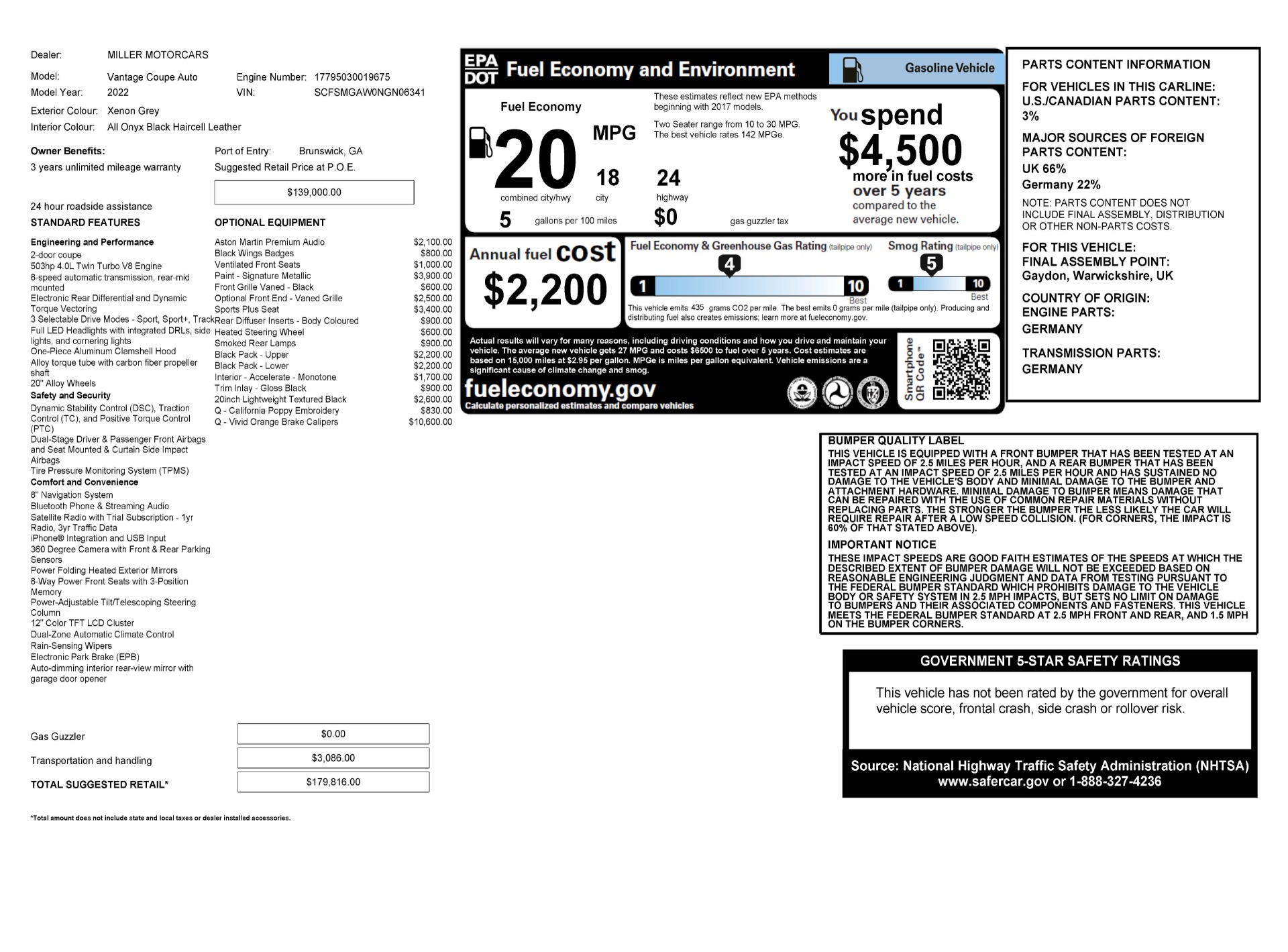 Used 2022 Aston Martin Vantage for sale Sold at Pagani of Greenwich in Greenwich CT 06830 1