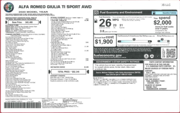Used 2020 Alfa Romeo Giulia Ti Sport for sale Sold at Pagani of Greenwich in Greenwich CT 06830 24