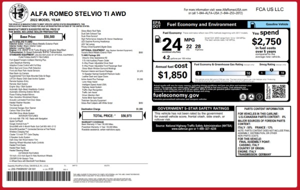 New 2022 Alfa Romeo Stelvio Ti for sale $56,975 at Pagani of Greenwich in Greenwich CT 06830 22