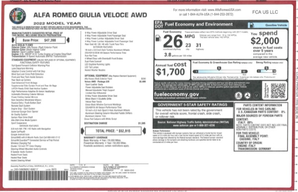 New 2022 Alfa Romeo Giulia Veloce for sale $52,915 at Pagani of Greenwich in Greenwich CT 06830 25