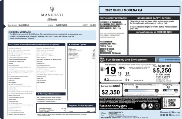 New 2022 Maserati Ghibli Modena Q4 for sale $99,755 at Pagani of Greenwich in Greenwich CT 06830 24
