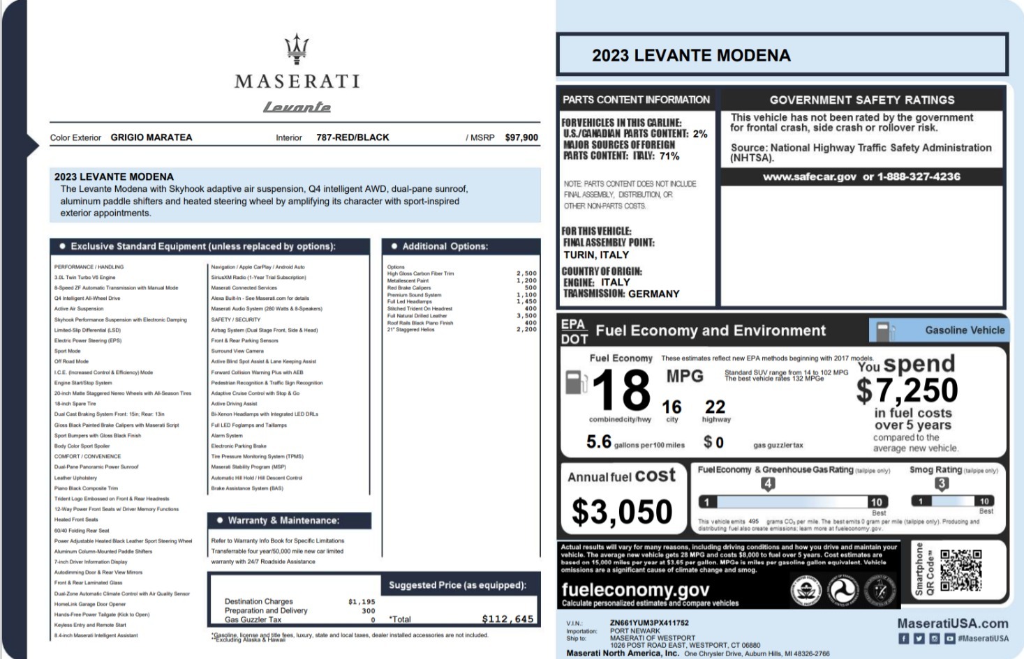 Used 2023 Maserati Levante Modena for sale $51,900 at Pagani of Greenwich in Greenwich CT 06830 1