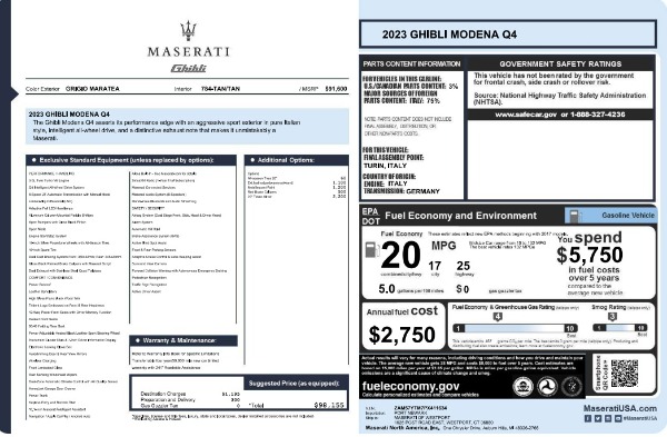 New 2023 Maserati Ghibli Modena Q4 for sale $98,155 at Pagani of Greenwich in Greenwich CT 06830 21