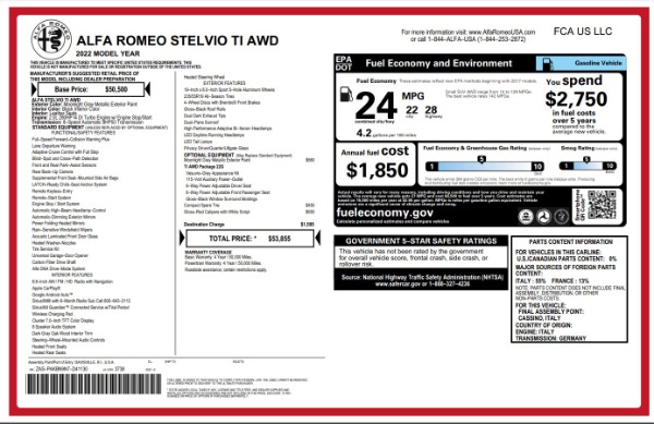 New 2022 Alfa Romeo Stelvio Ti for sale $53,855 at Pagani of Greenwich in Greenwich CT 06830 20