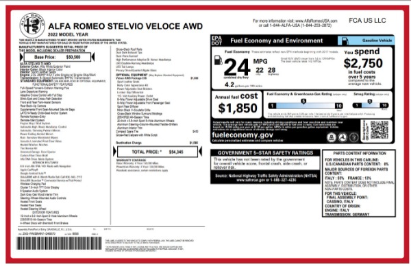 New 2022 Alfa Romeo Stelvio Veloce for sale $54,345 at Pagani of Greenwich in Greenwich CT 06830 21