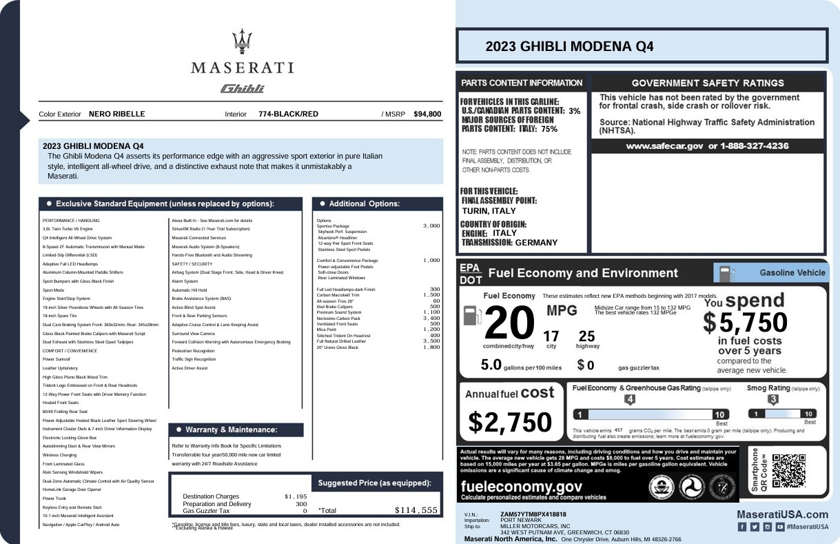 Used 2023 Maserati Ghibli Modena Q4 for sale Call for price at Pagani of Greenwich in Greenwich CT 06830 1