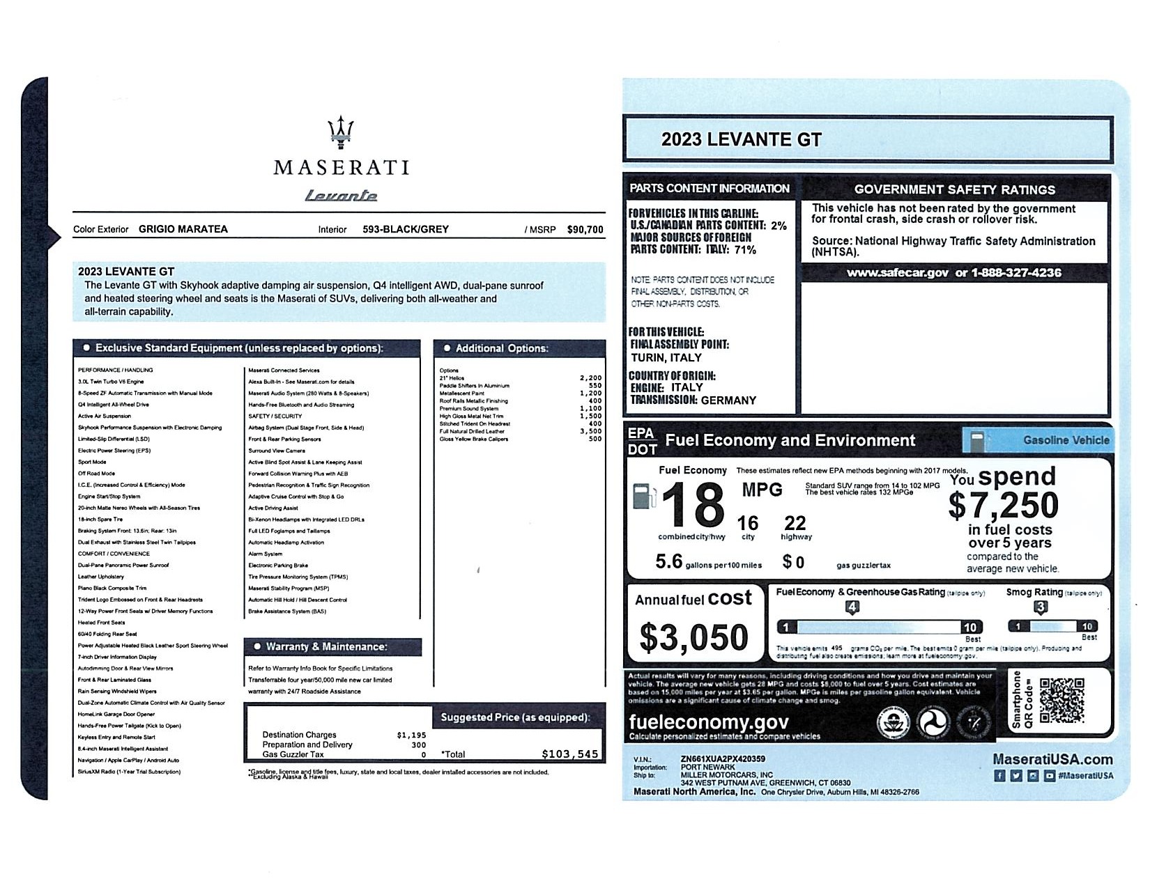 Used 2023 Maserati Levante GT for sale $39,900 at Pagani of Greenwich in Greenwich CT 06830 1