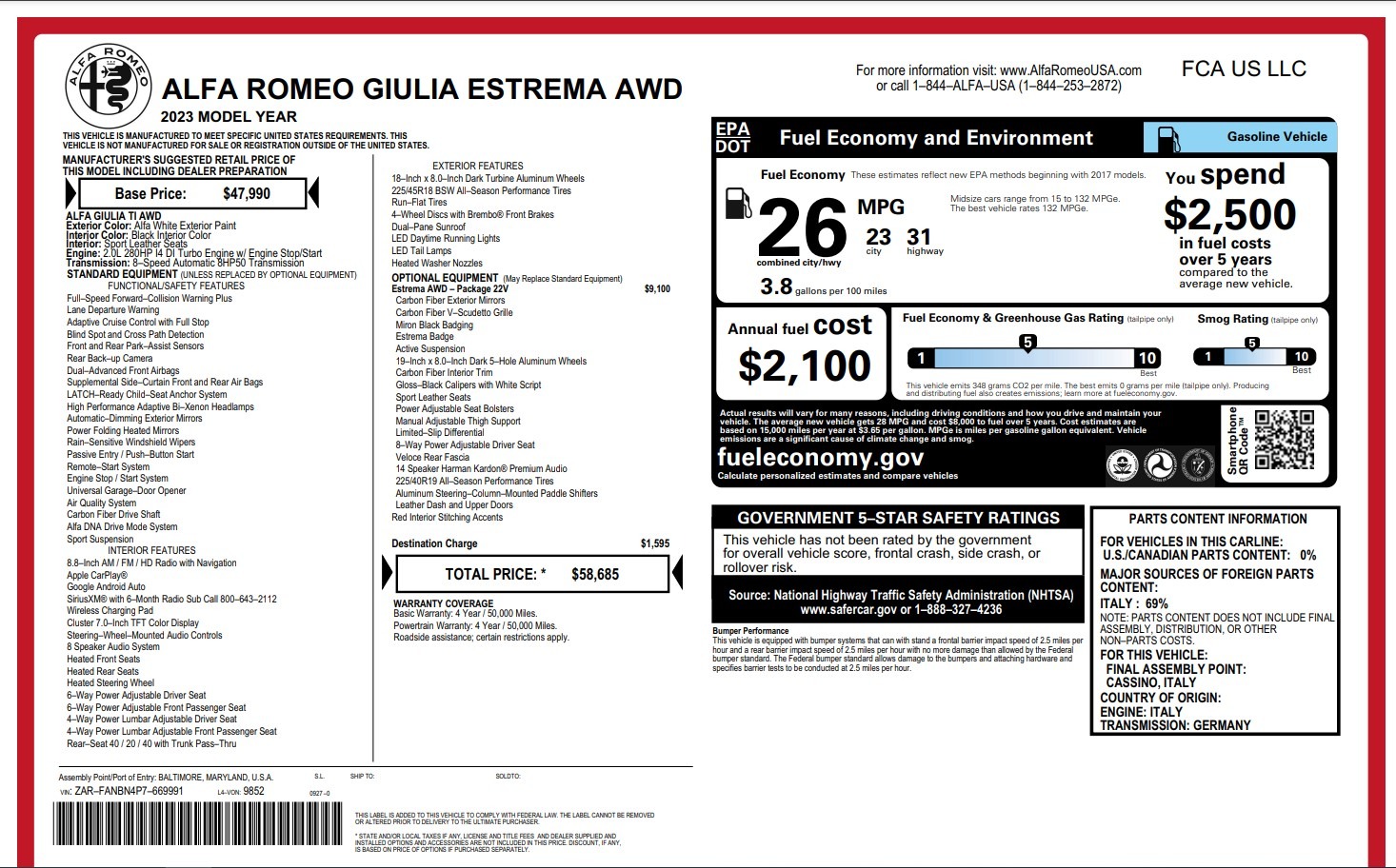 Used 2023 Alfa Romeo Giulia Estrema for sale Call for price at Pagani of Greenwich in Greenwich CT 06830 1