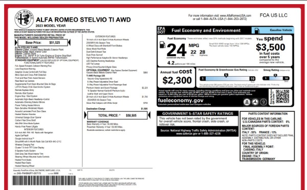 New 2023 Alfa Romeo Stelvio Ti for sale $58,505 at Pagani of Greenwich in Greenwich CT 06830 28