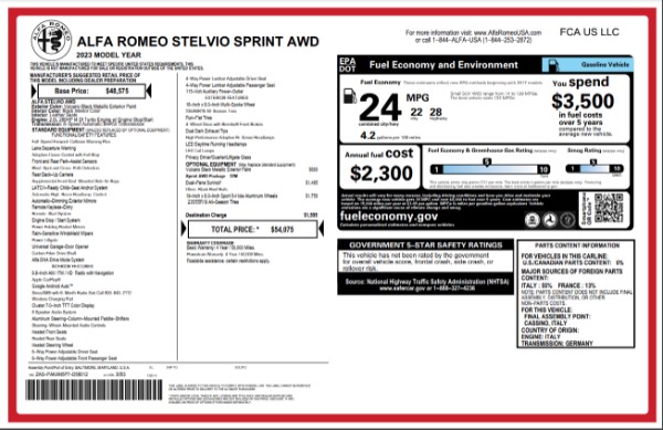 New 2023 Alfa Romeo Stelvio Sprint for sale $54,075 at Pagani of Greenwich in Greenwich CT 06830 22