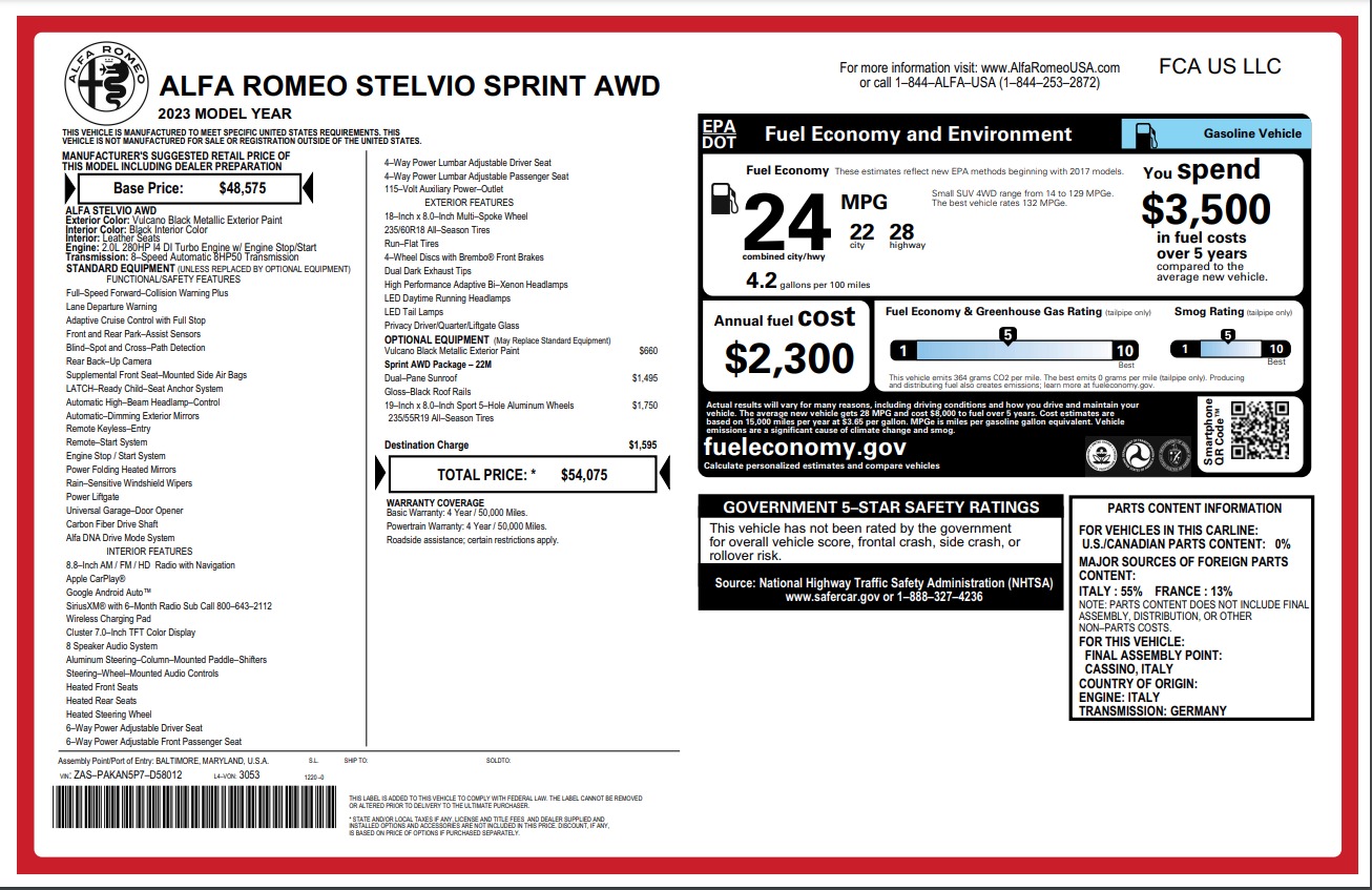 Used 2023 Alfa Romeo Stelvio Sprint for sale $29,900 at Pagani of Greenwich in Greenwich CT 06830 1