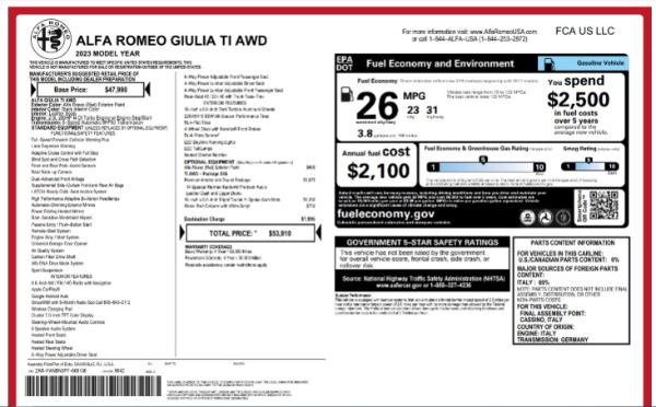 New 2023 Alfa Romeo Giulia Ti for sale $53,910 at Pagani of Greenwich in Greenwich CT 06830 23