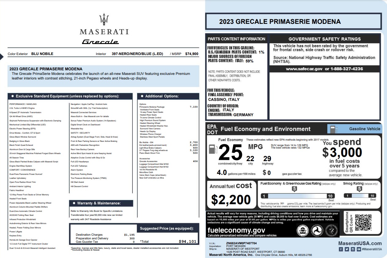 Used 2023 Maserati Grecale Modena for sale $48,900 at Pagani of Greenwich in Greenwich CT 06830 1
