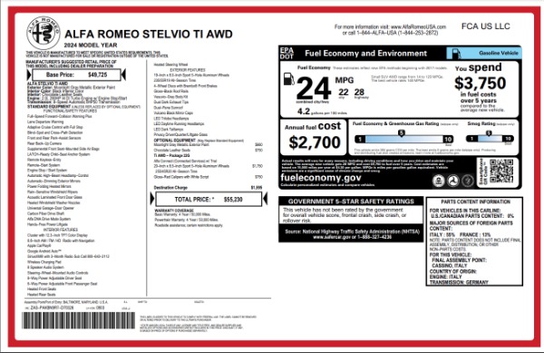 New 2024 Alfa Romeo Stelvio Ti for sale $55,230 at Pagani of Greenwich in Greenwich CT 06830 28