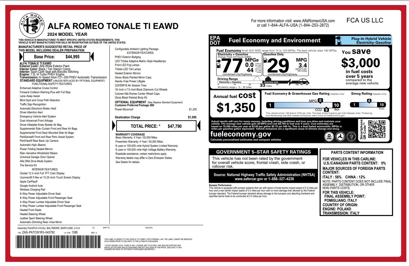New 2024 Alfa Romeo Tonale Ti for sale Sold at Pagani of Greenwich in Greenwich CT 06830 1