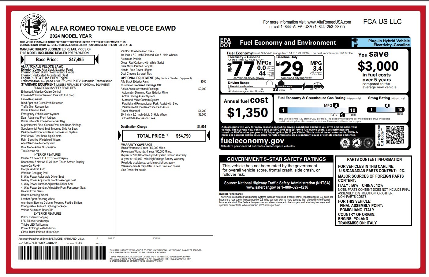 New 2024 Alfa Romeo Tonale Veloce for sale Sold at Pagani of Greenwich in Greenwich CT 06830 1