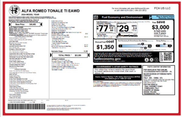 New 2024 Alfa Romeo Tonale Ti for sale $53,290 at Pagani of Greenwich in Greenwich CT 06830 27