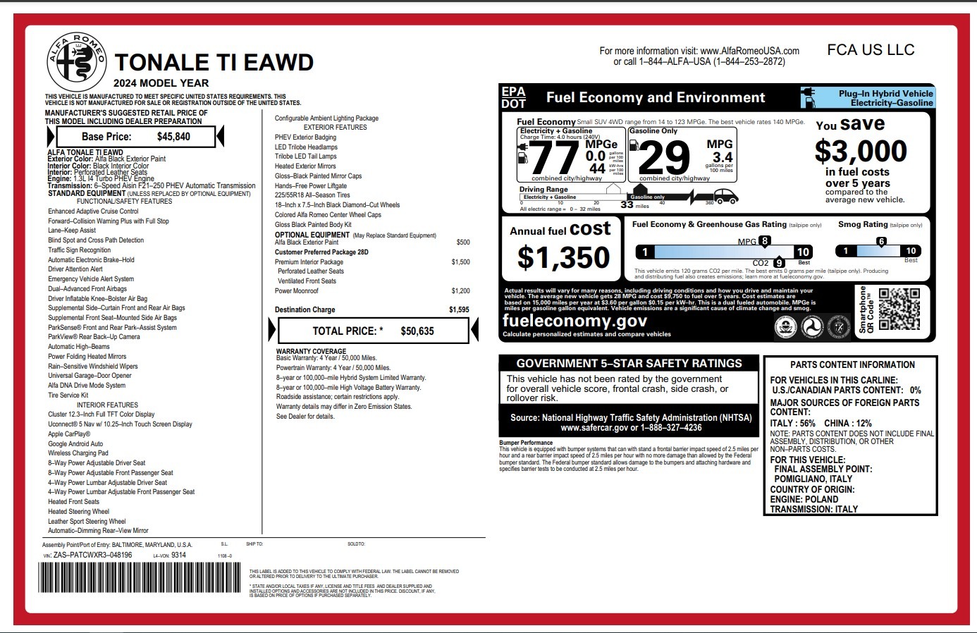 New 2024 Alfa Romeo Tonale Ti for sale $50,635 at Pagani of Greenwich in Greenwich CT 06830 1
