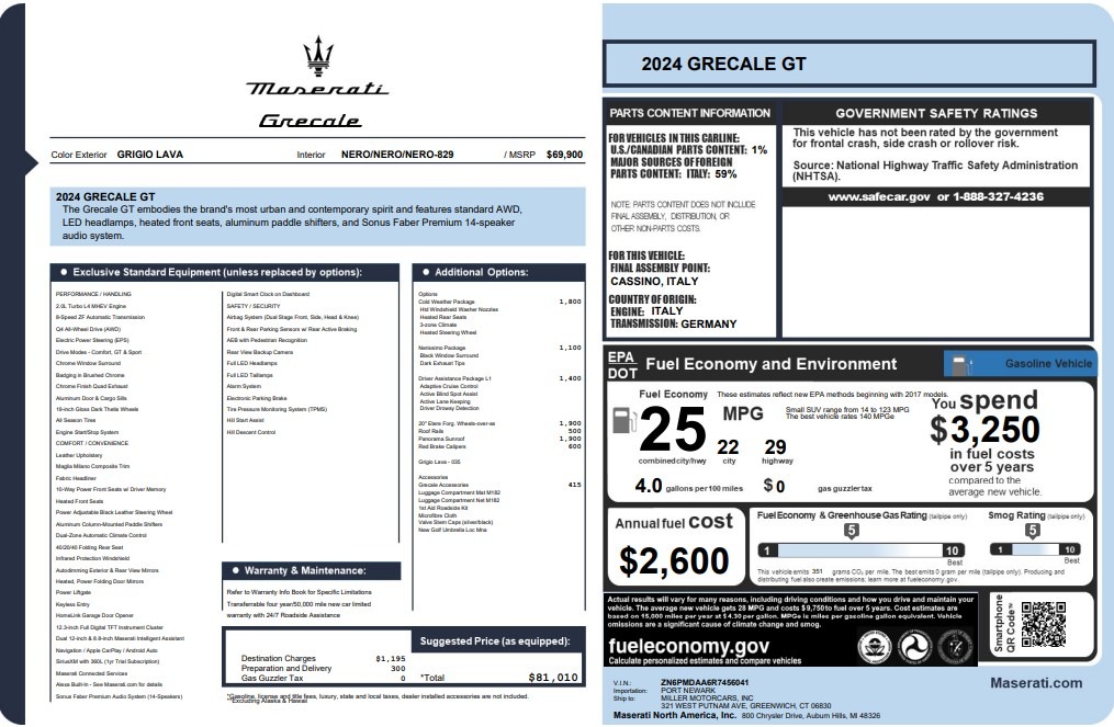New 2024 Maserati Grecale GT for sale Sold at Pagani of Greenwich in Greenwich CT 06830 1