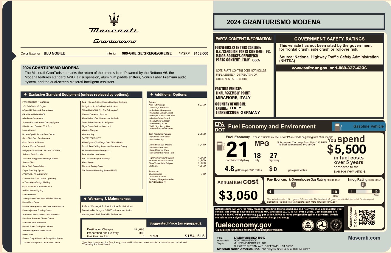 Used 2024 Maserati GranTurismo Modena for sale Call for price at Pagani of Greenwich in Greenwich CT 06830 1