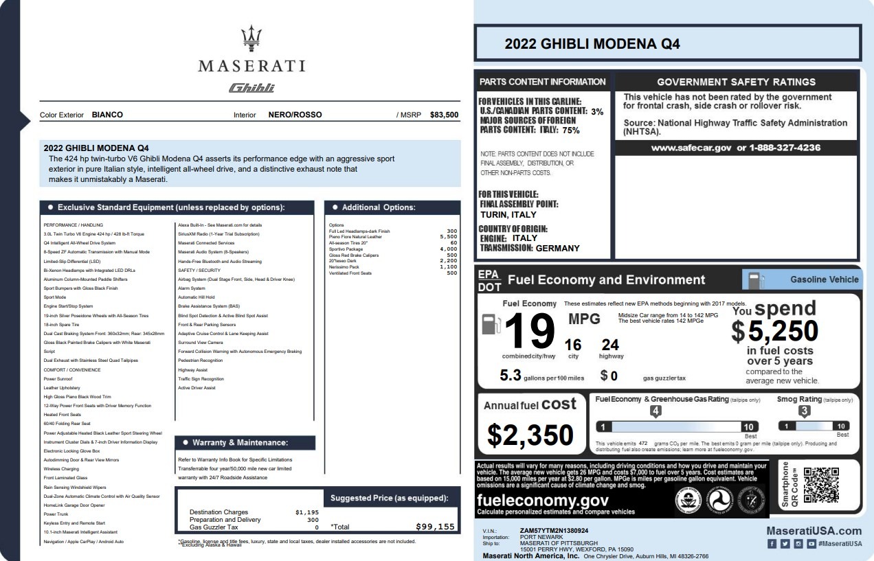 Used 2022 Maserati Ghibli Modena Q4 for sale Call for price at Pagani of Greenwich in Greenwich CT 06830 1