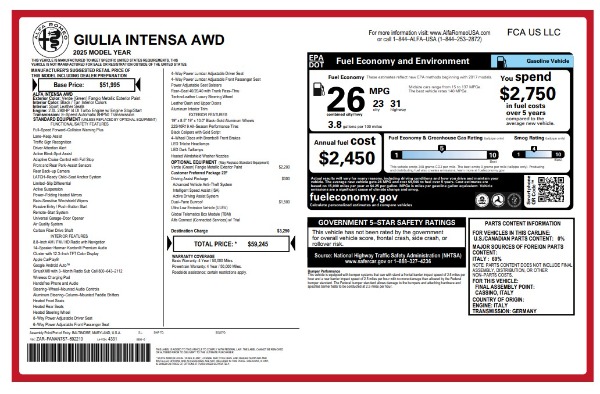 New 2025 Alfa Romeo Giulia Intensa for sale Sold at Pagani of Greenwich in Greenwich CT 06830 18