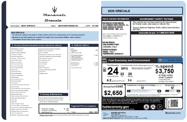 New 2025 Maserati Grecale for sale $71,739 at Pagani of Greenwich in Greenwich CT 06830 25