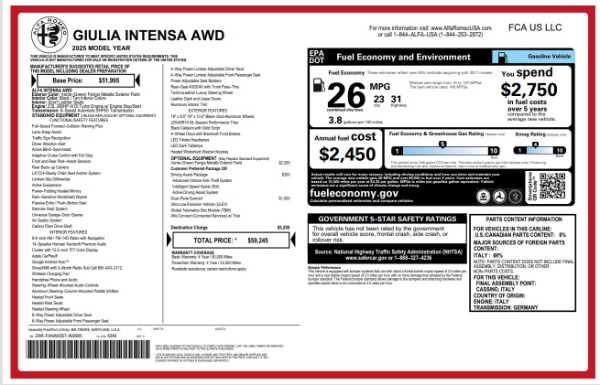 New 2025 Alfa Romeo Giulia Intensa for sale Sold at Pagani of Greenwich in Greenwich CT 06830 18