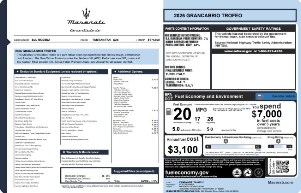 New 2026 Maserati GranCabrio Trofeo for sale $204,195 at Pagani of Greenwich in Greenwich CT 06830 25